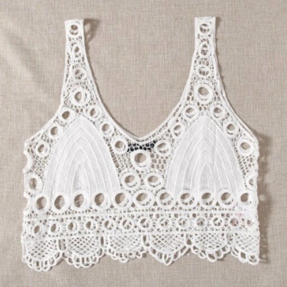 Other - White Lace Crochet Crop Tank